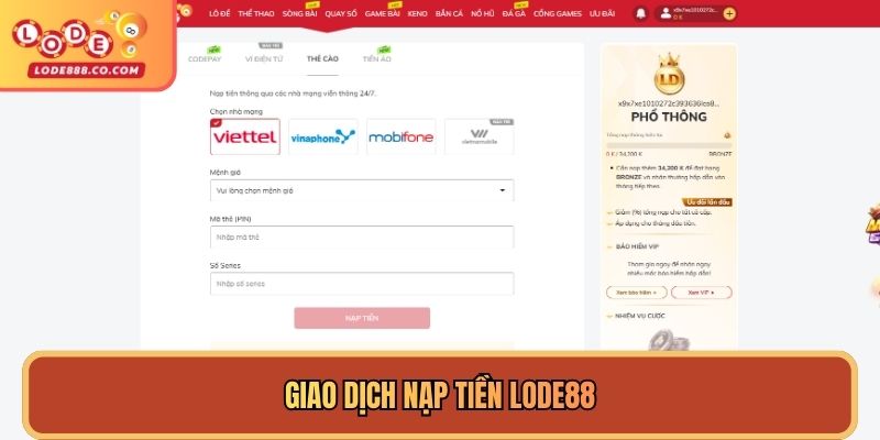 Giao dịch Nạp tiền Lode88